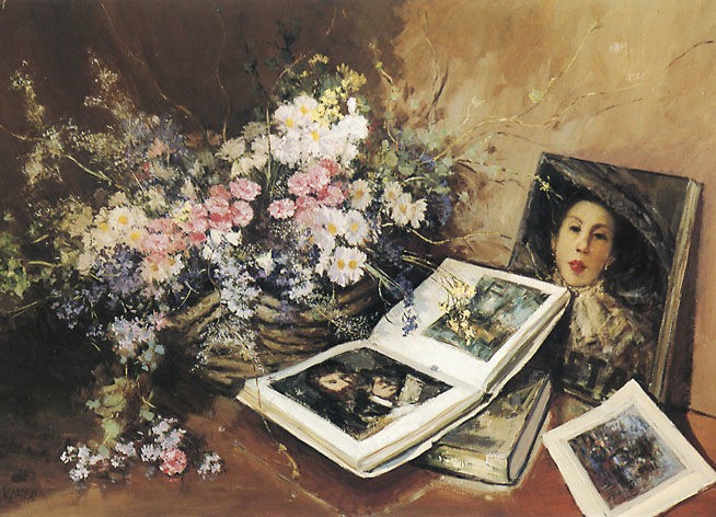 119-Flores e Livros sobre a Mesa - 80 x 120
